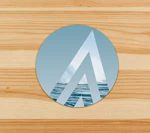 Ocean Waves Ascend Icon on Seafoam Blue - Vinyl Sticker